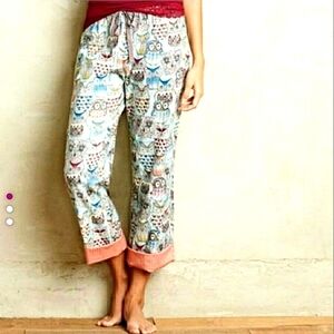 Anthropologie By Eloise Owl Print Lounge Sleepwear Pants